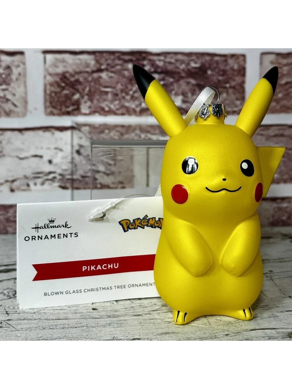 NWT 2023 Hallmark Pokémon Pikachu Blown Glass Christmas Ornament